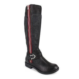 ZIGI SOHO Womens Black Faux Firm Trim Stripes Stephany Riding Boot 8.5 M